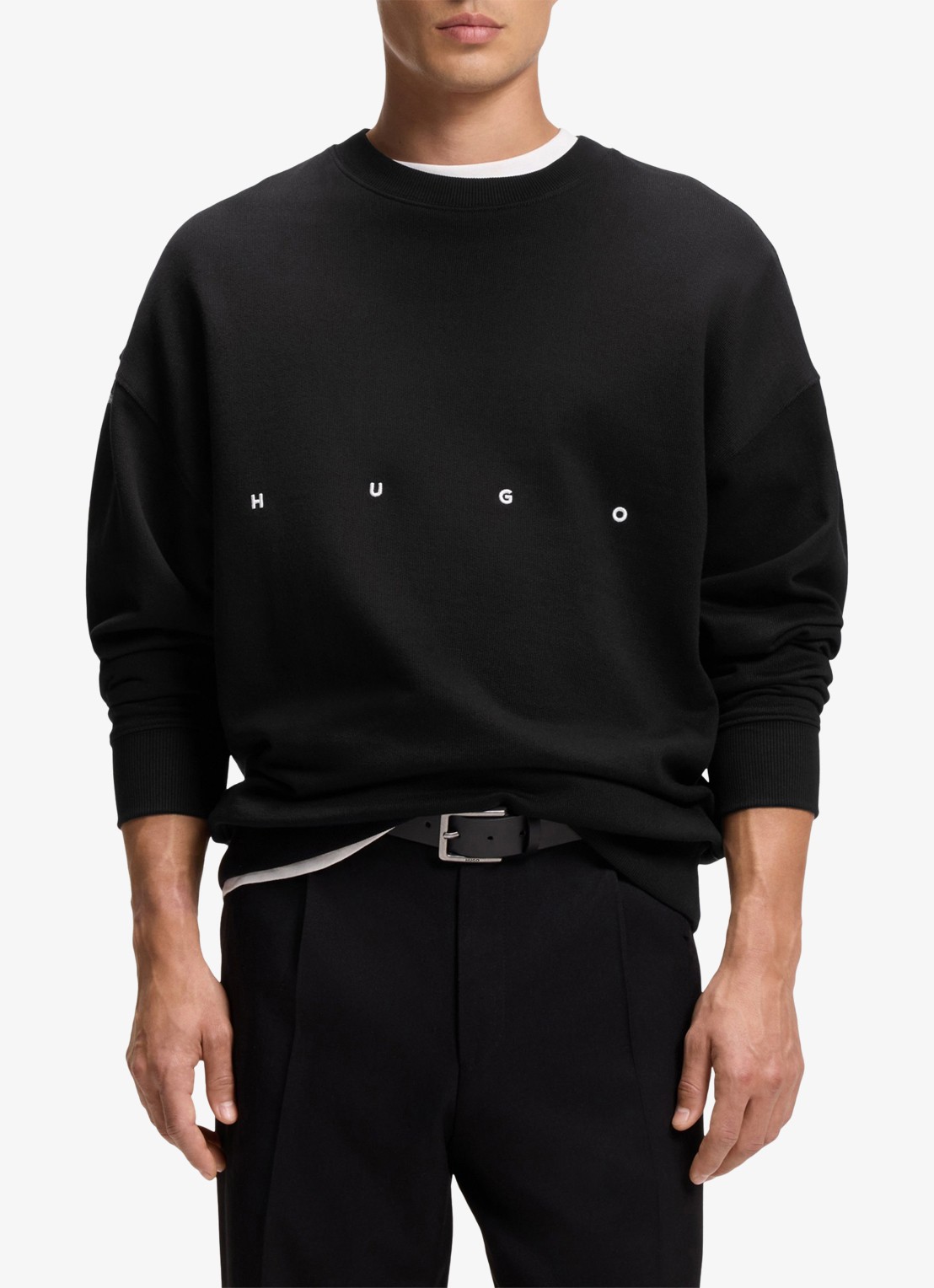 HUGO Sweater met logo - detail 4 zwart