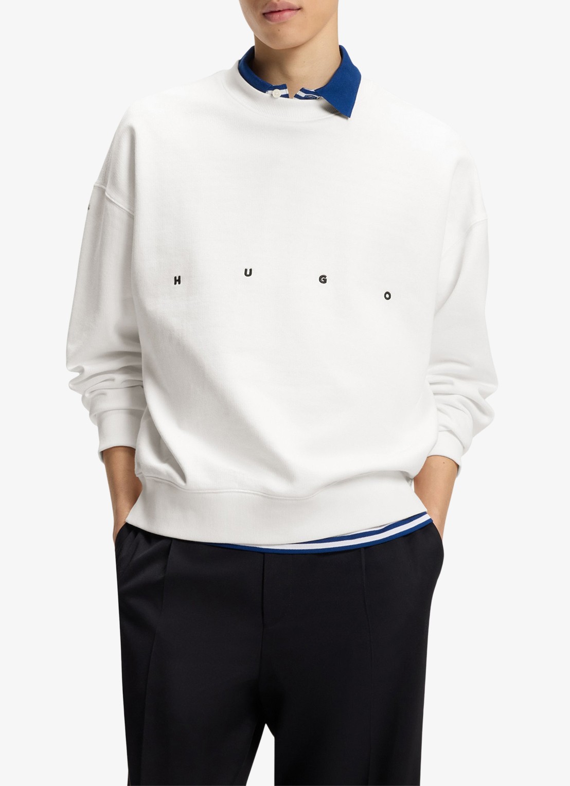 HUGO Sweater met logo - detail 3 creme