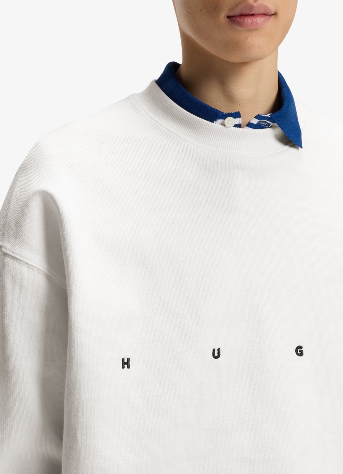HUGO Sweater met logo - detail 4 creme
