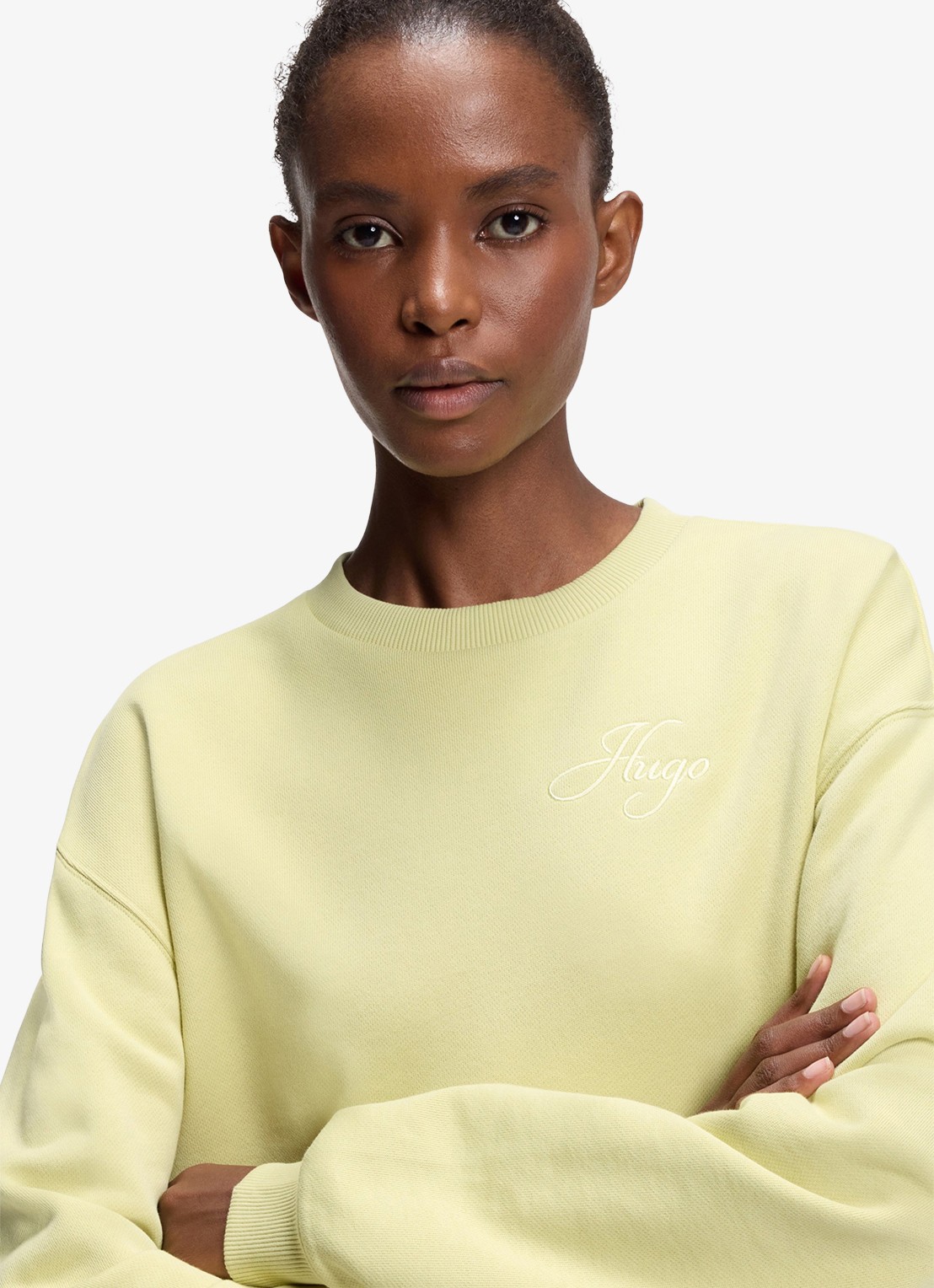 HUGO Sweater met logoborduring - detail 2 beige