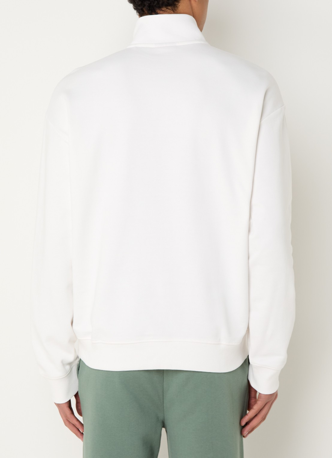 HUGO Sweatshirt van katoenen badstof met logo en ritskraag - achterkant 2 beige