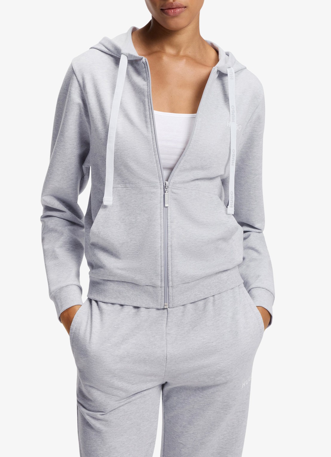 HUGO Sweatvest met capuchon - detail 2 grijs