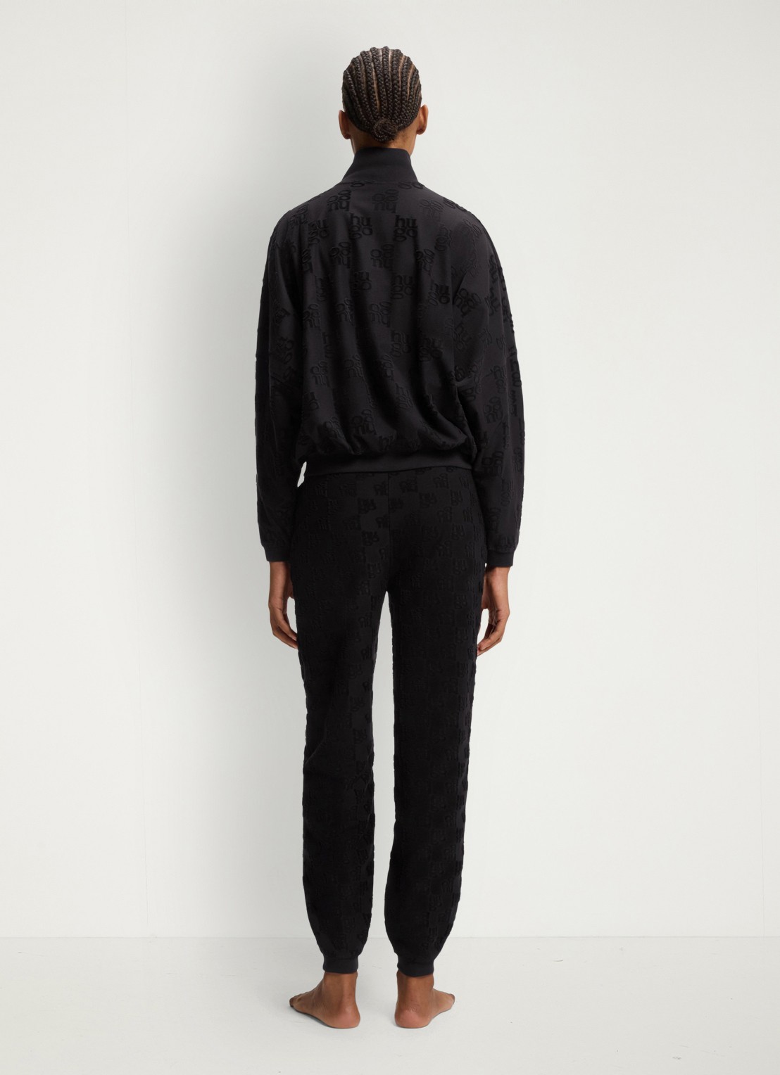 HUGO Sweatvest met logo - achterkant black-001 / zwart