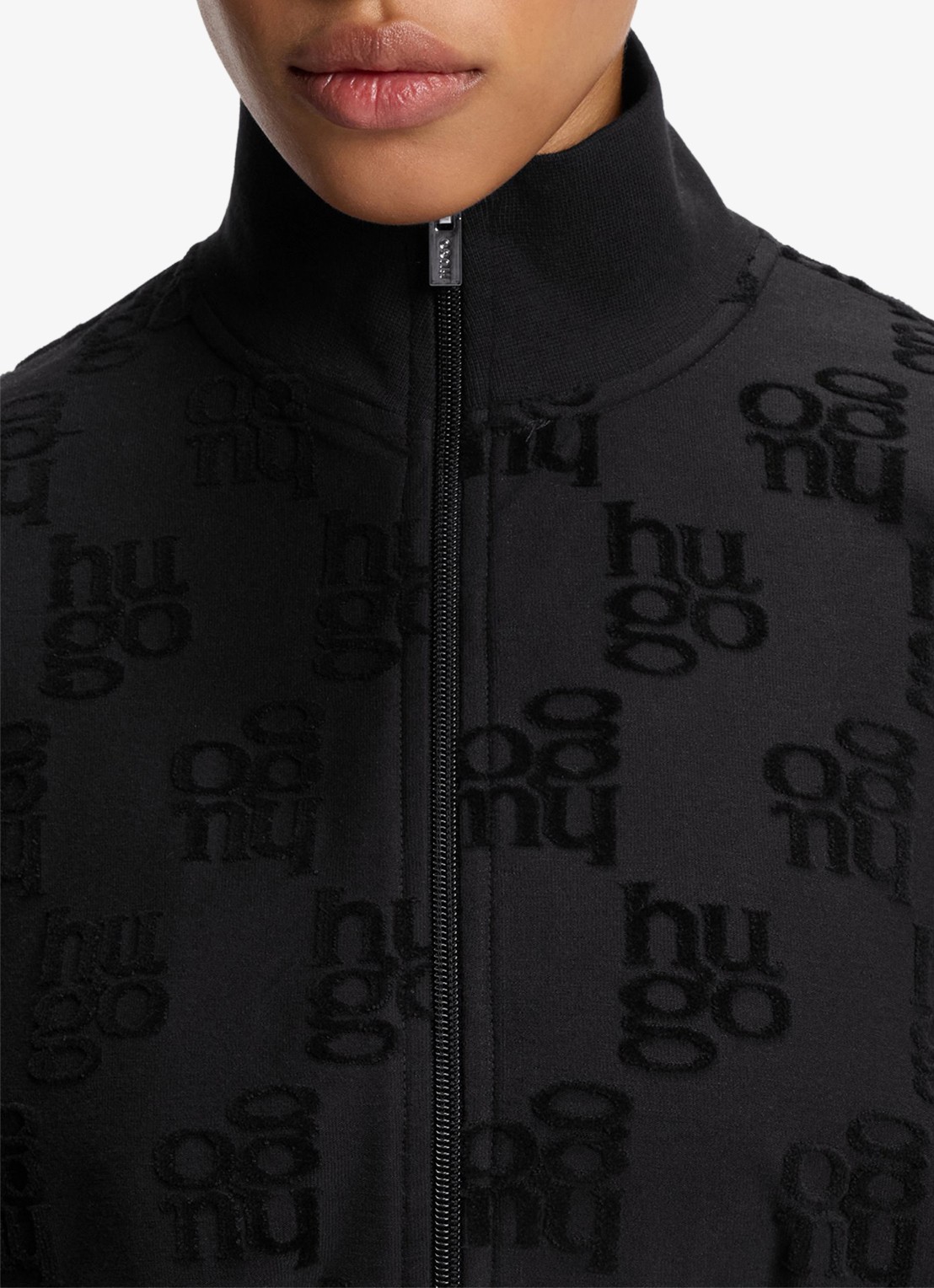 HUGO Sweatvest met logo - detail 3 black-001 / zwart