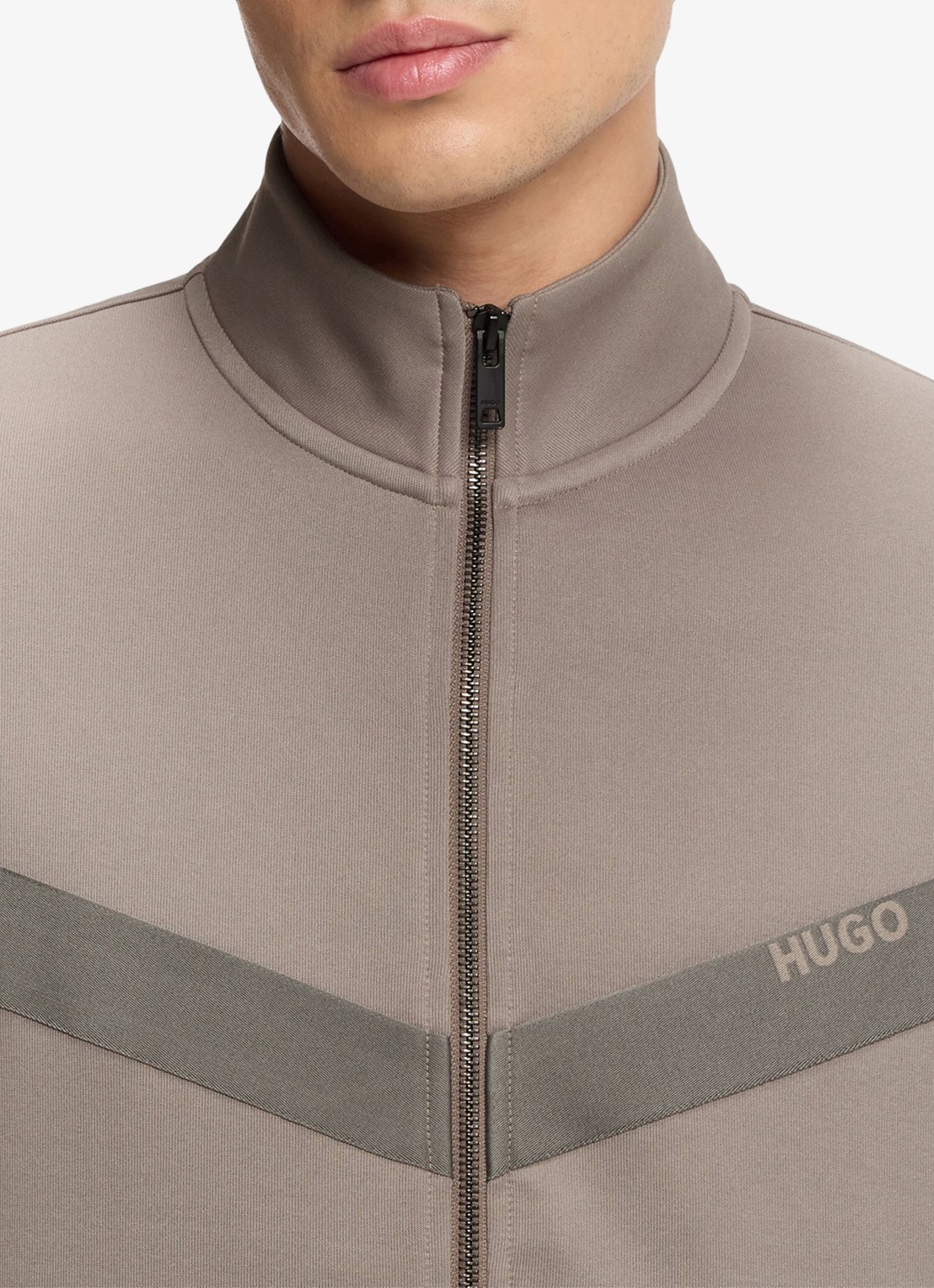 HUGO Sweatvest met logo - detail 5 lichtbruin