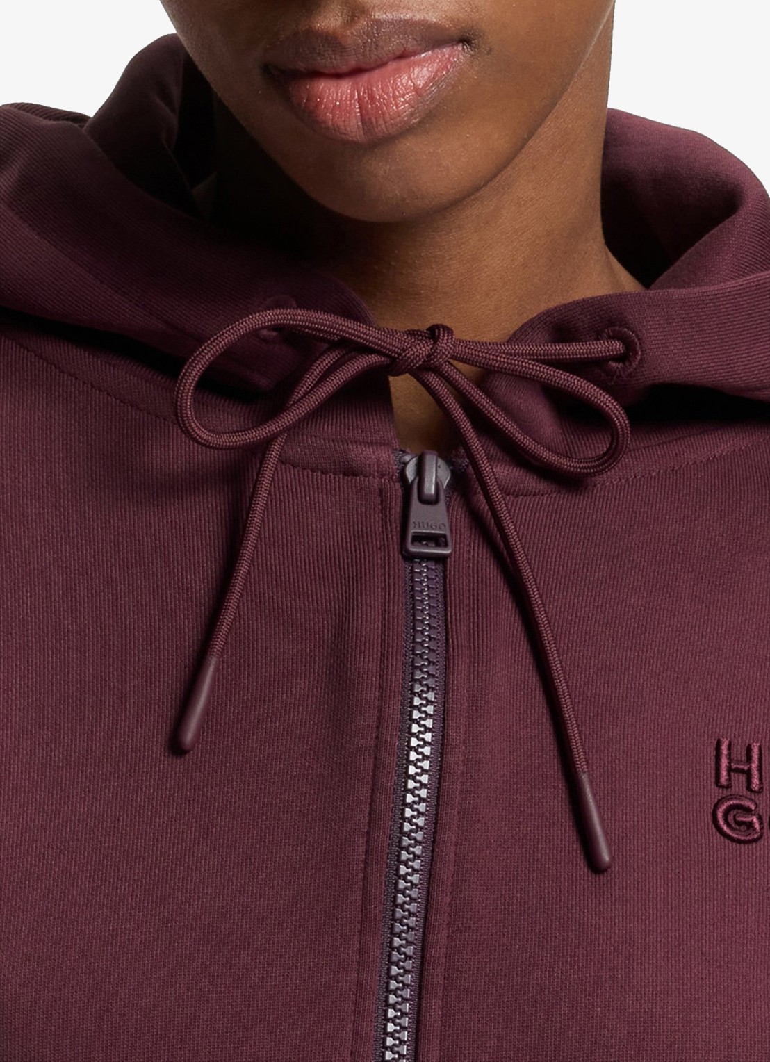 HUGO Sweatvest met logoborduring en capuchon - detail 2 dark purple-506 / paars