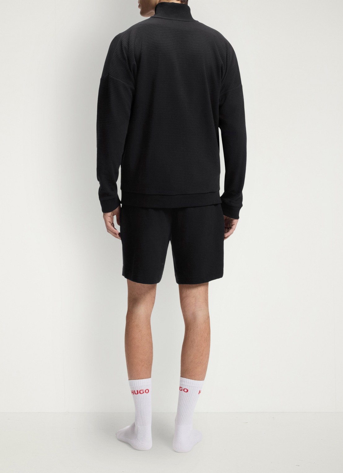 HUGO Sweatvest met wafelstructuur - achterkant 5 zwart