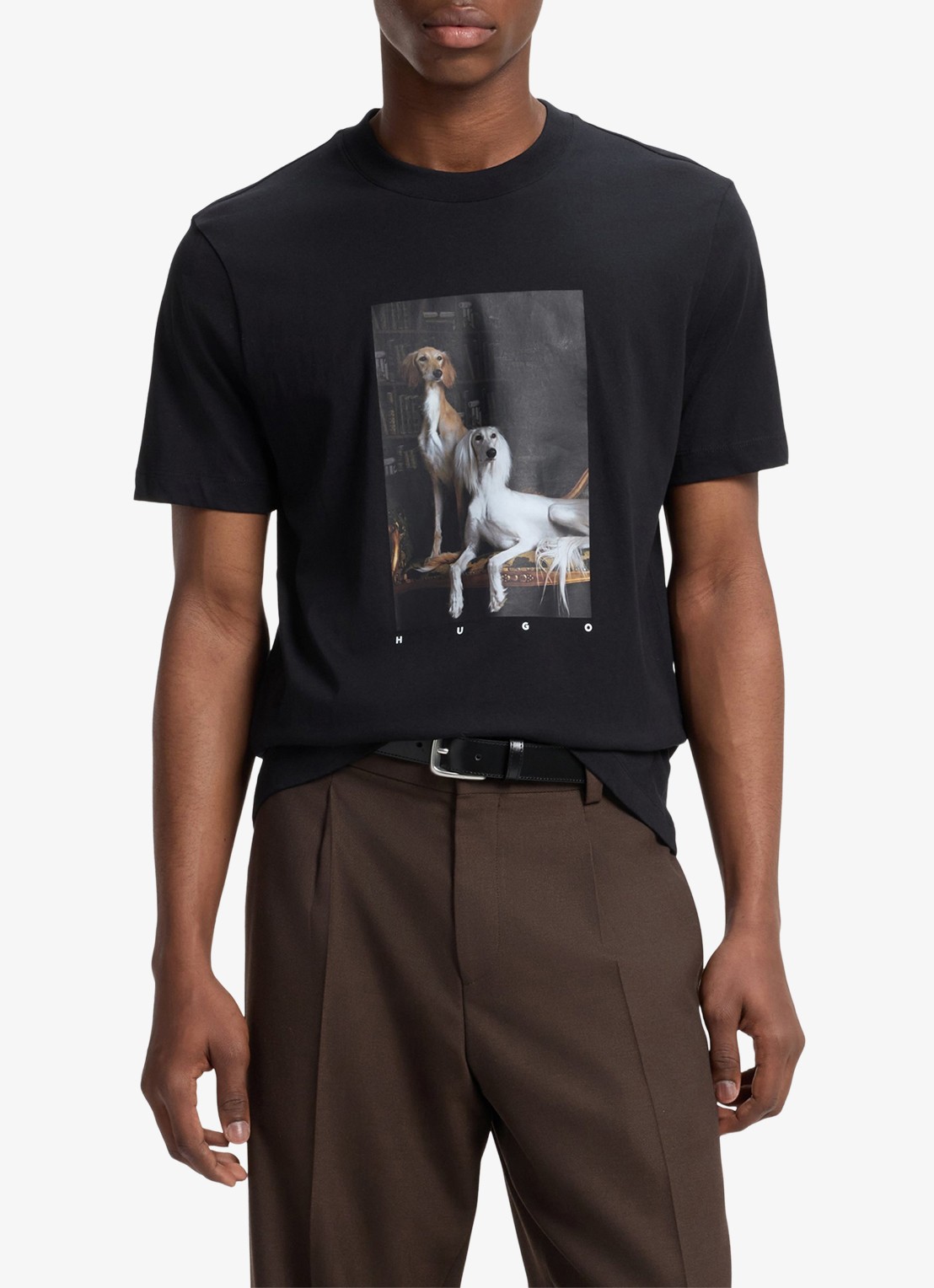 HUGO T-shirt met grafische print - detail diepzwart