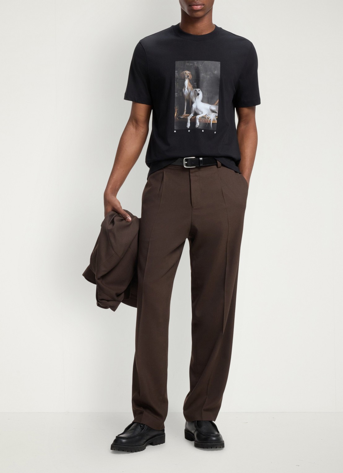 HUGO T-shirt met grafische print - voorkant 5 diepzwart