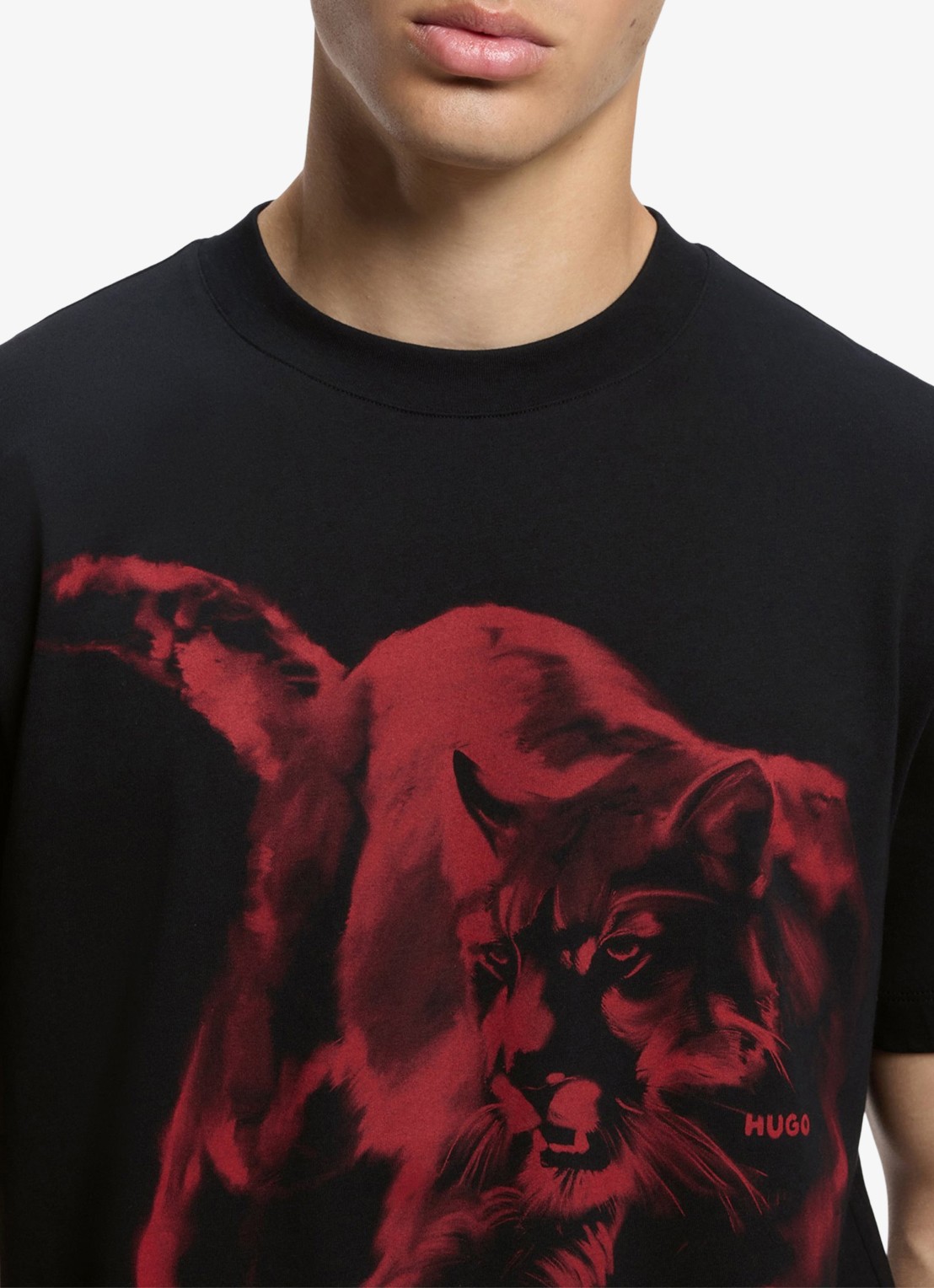 HUGO T-shirt met grafische print - detail 2 zwart