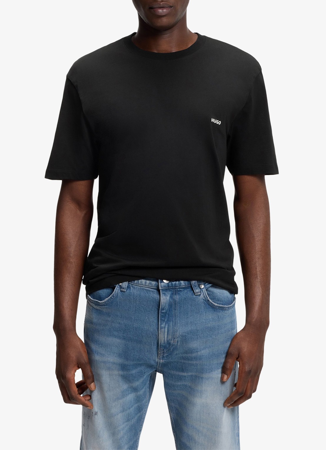 HUGO T-shirt met logo- en backprint - detail 2 black-001 / zwart