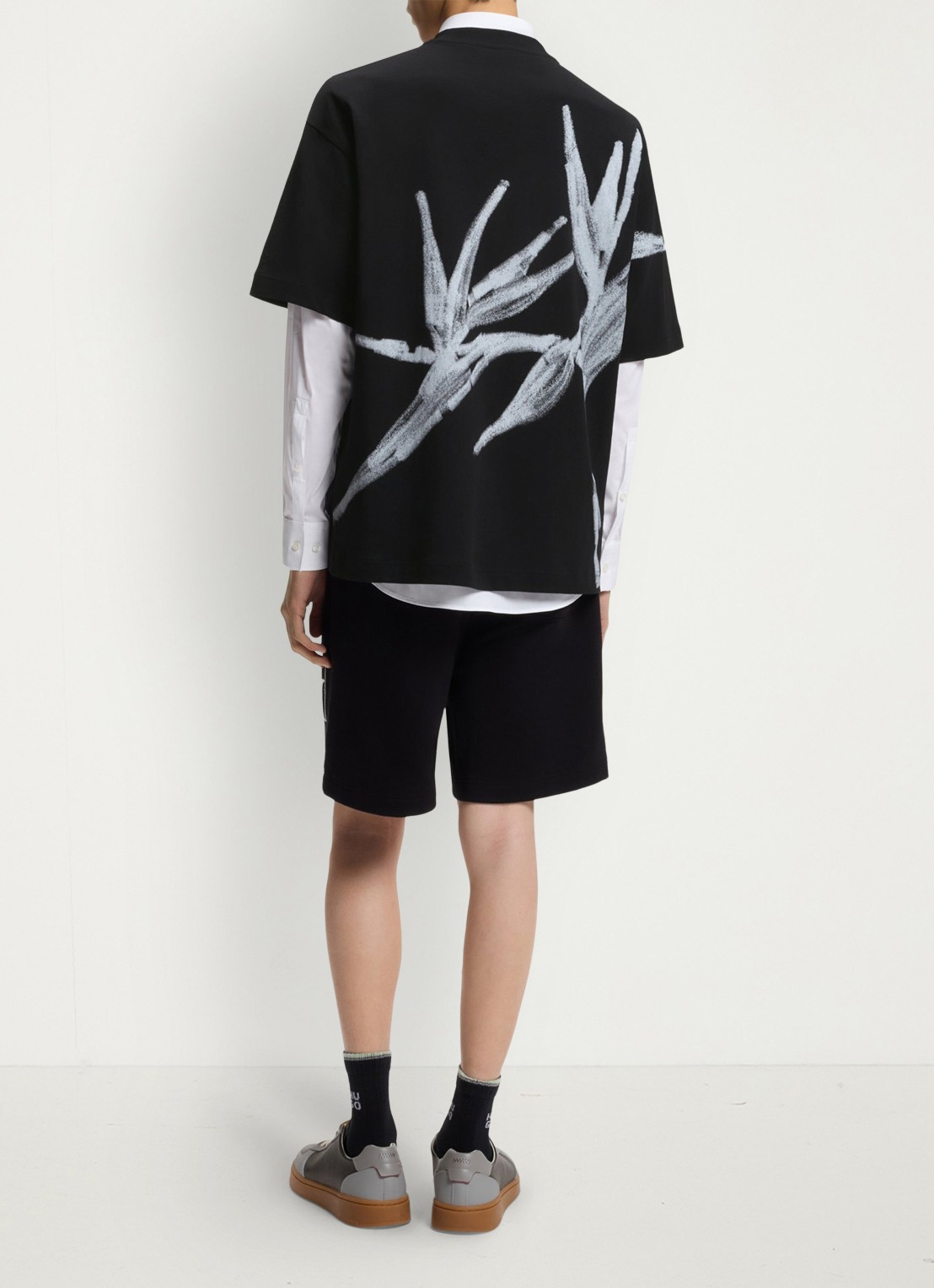 HUGO T-shirt met logo- en backprint - achterkant zwart