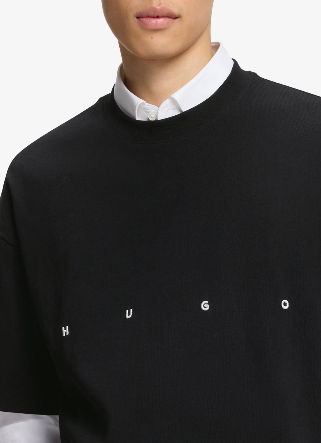 HUGO T-shirt met logo- en backprint - detail 5 zwart