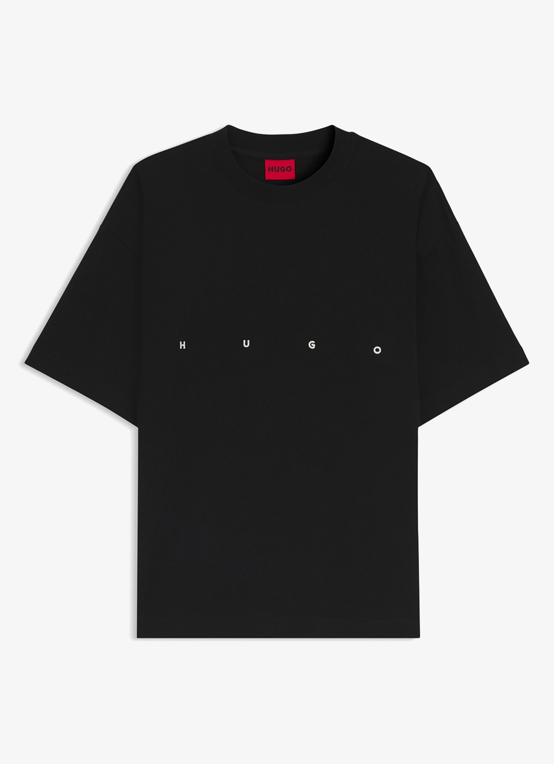 HUGO T-shirt met logo- en backprint - voorkant 2 zwart