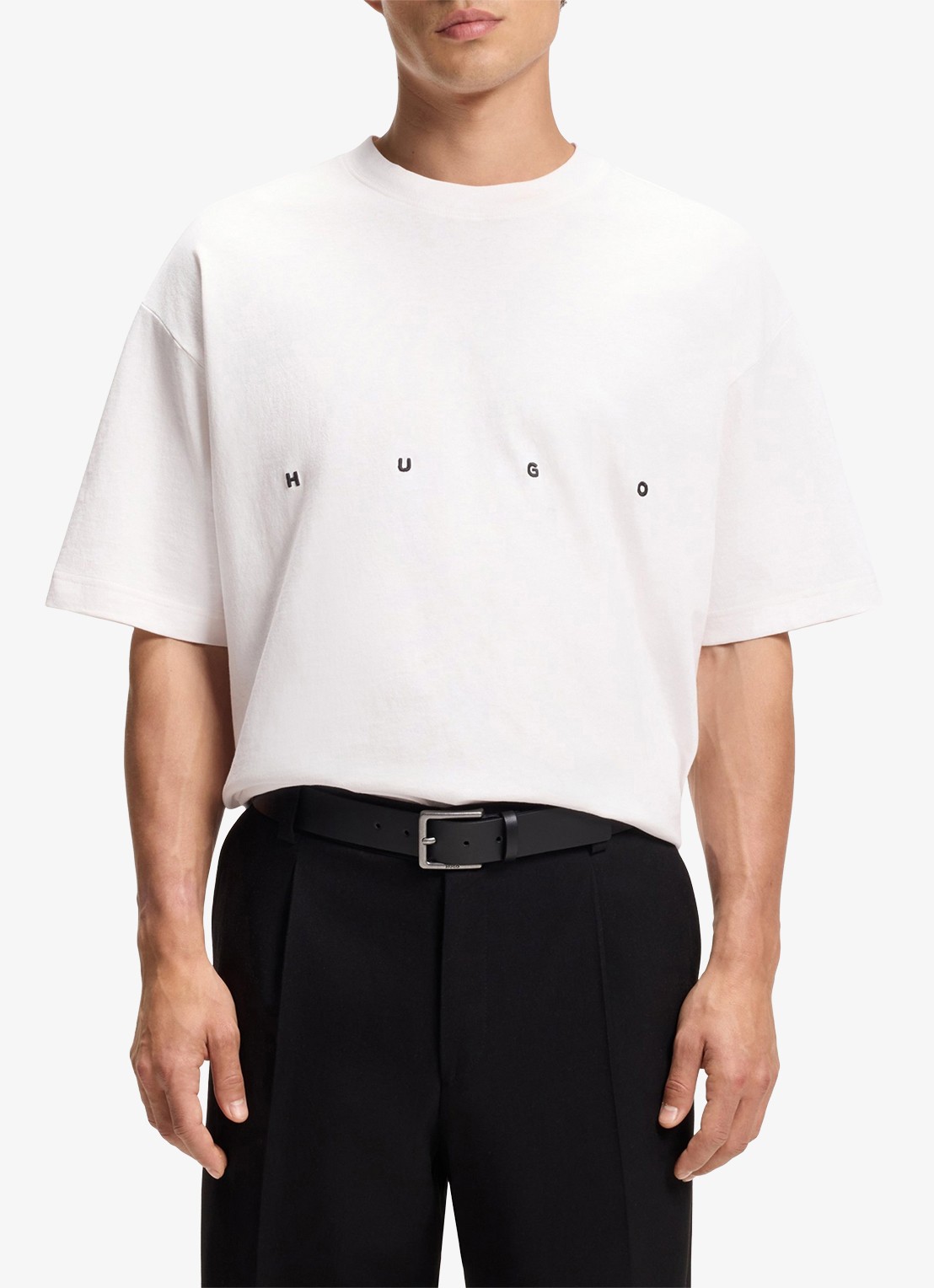 HUGO T-shirt met logo- en backprint - detail 3 creme