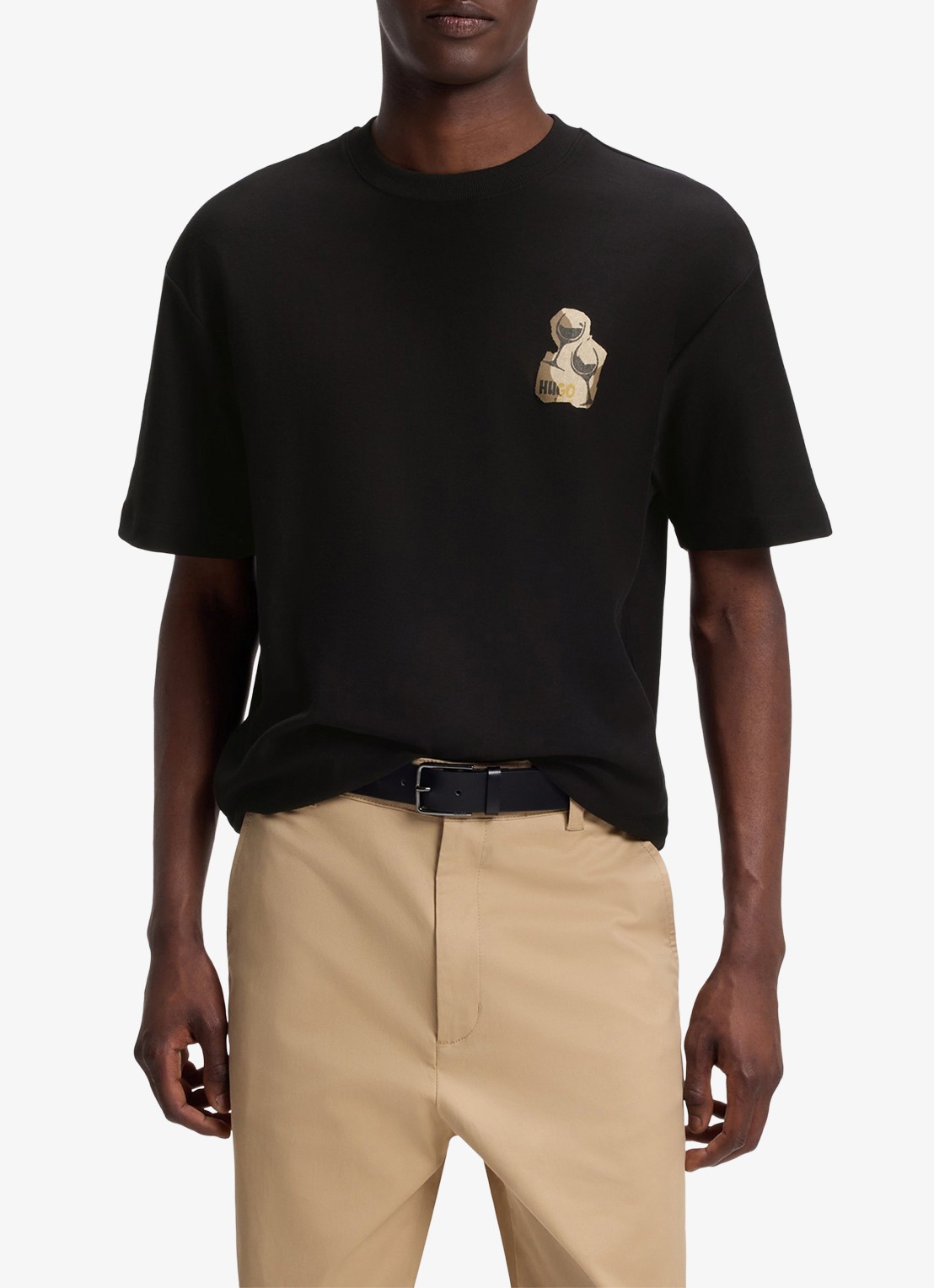 HUGO T-shirt met logo- en backprint - detail 3 zwart