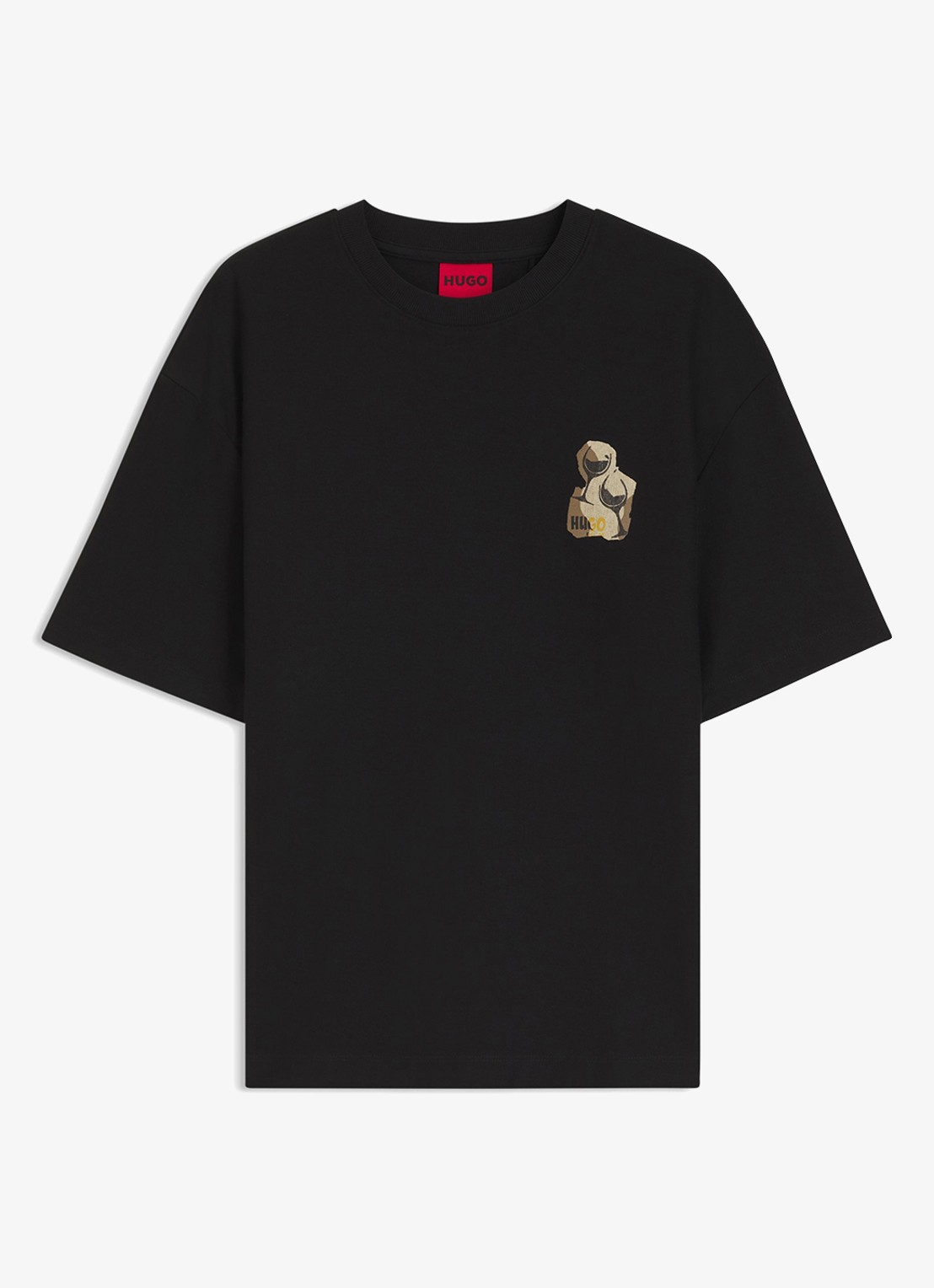 HUGO T-shirt met logo- en backprint - voorkant zwart