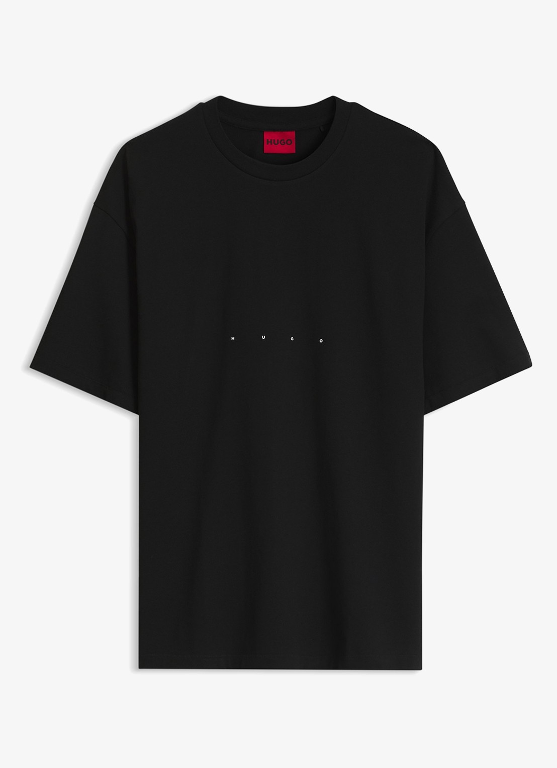 HUGO T-shirt met logo- en backprint - voorkant zwart