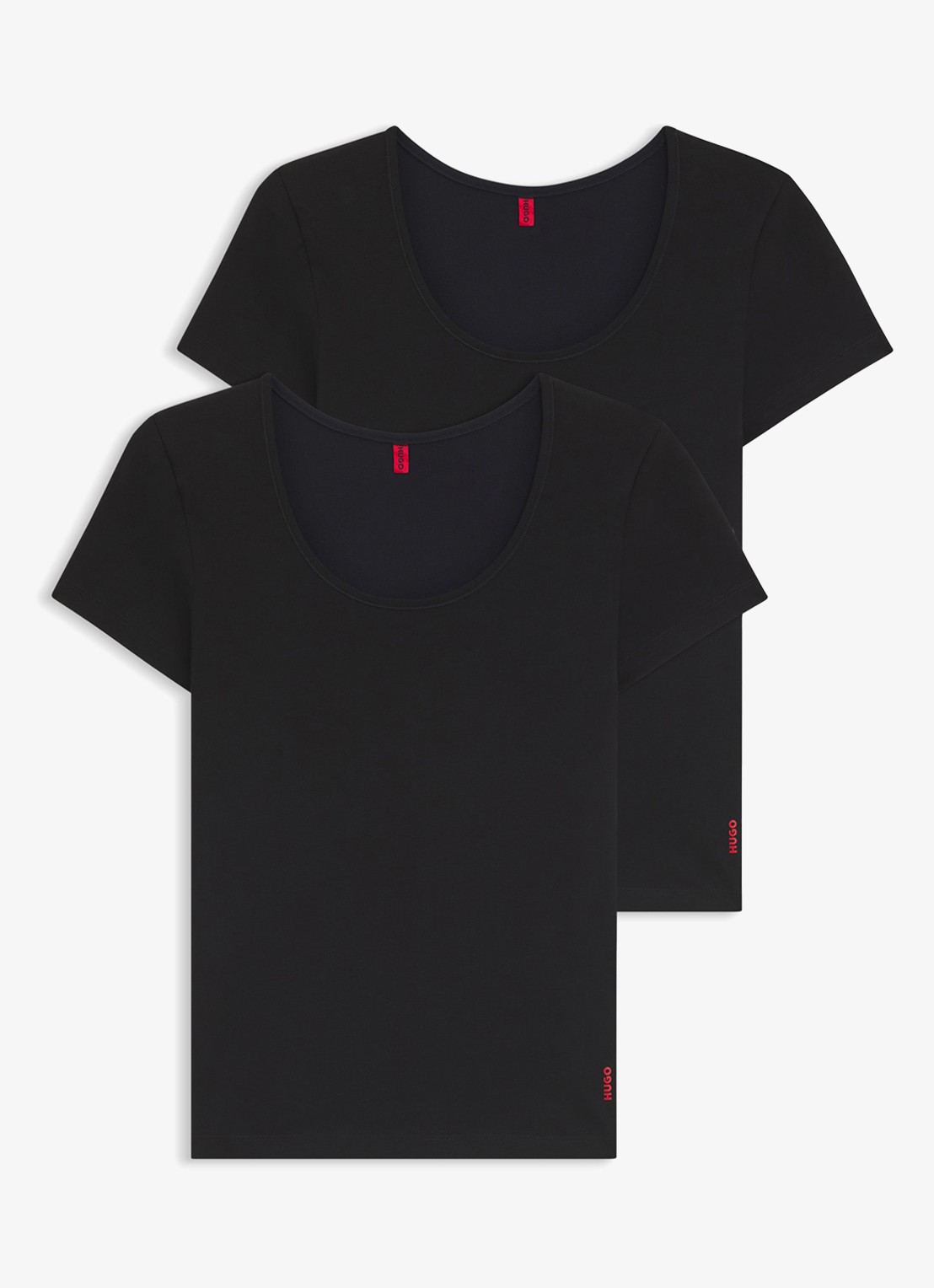 HUGO T-shirt met logo in 2-pack - voorkant zwart