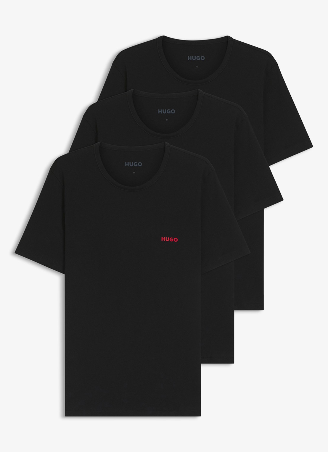 HUGO T-shirt met logo in 3-pack - voorkant 2 zwart