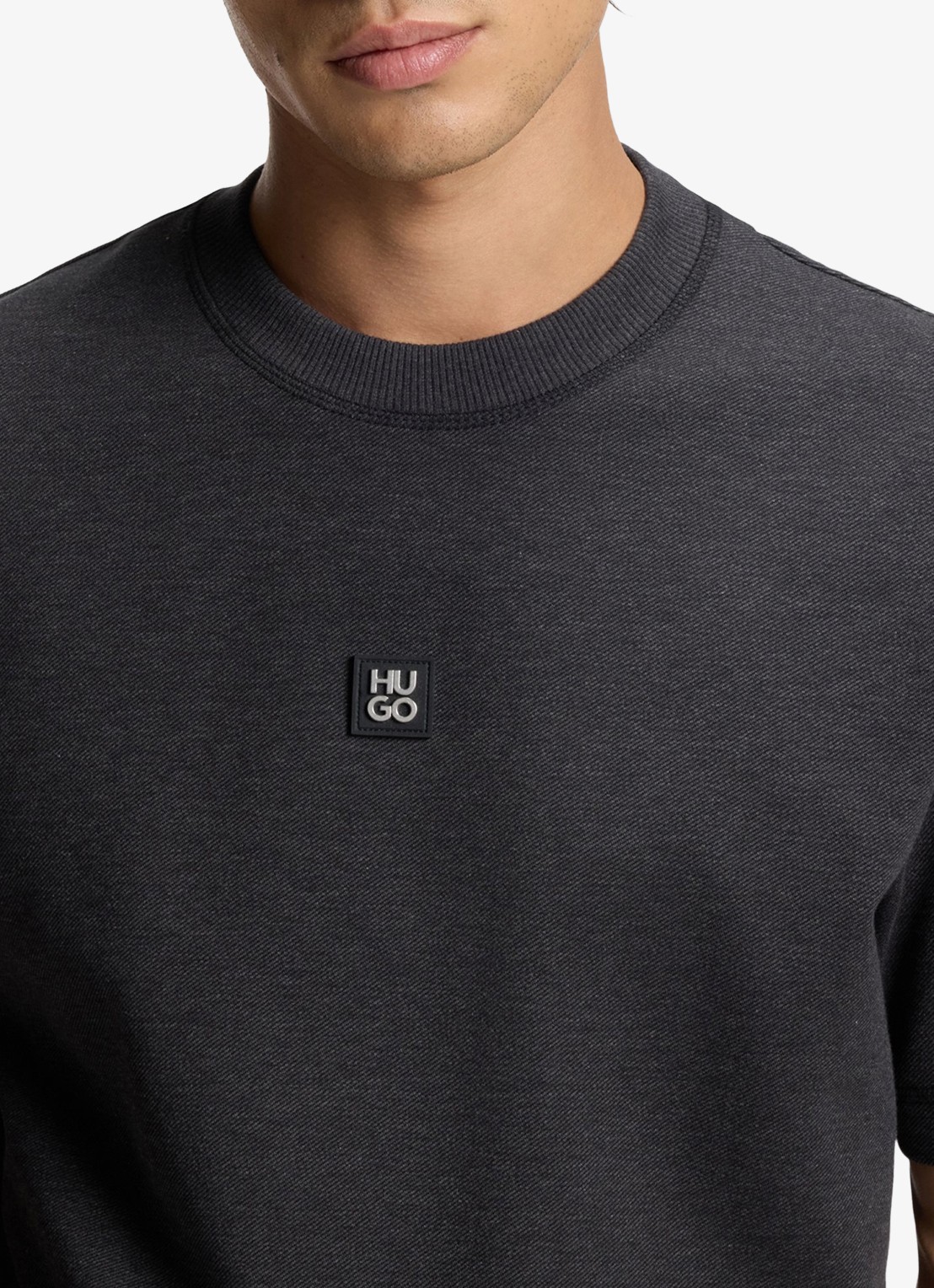 HUGO T-shirt met logo - detail 5 donkergrijs