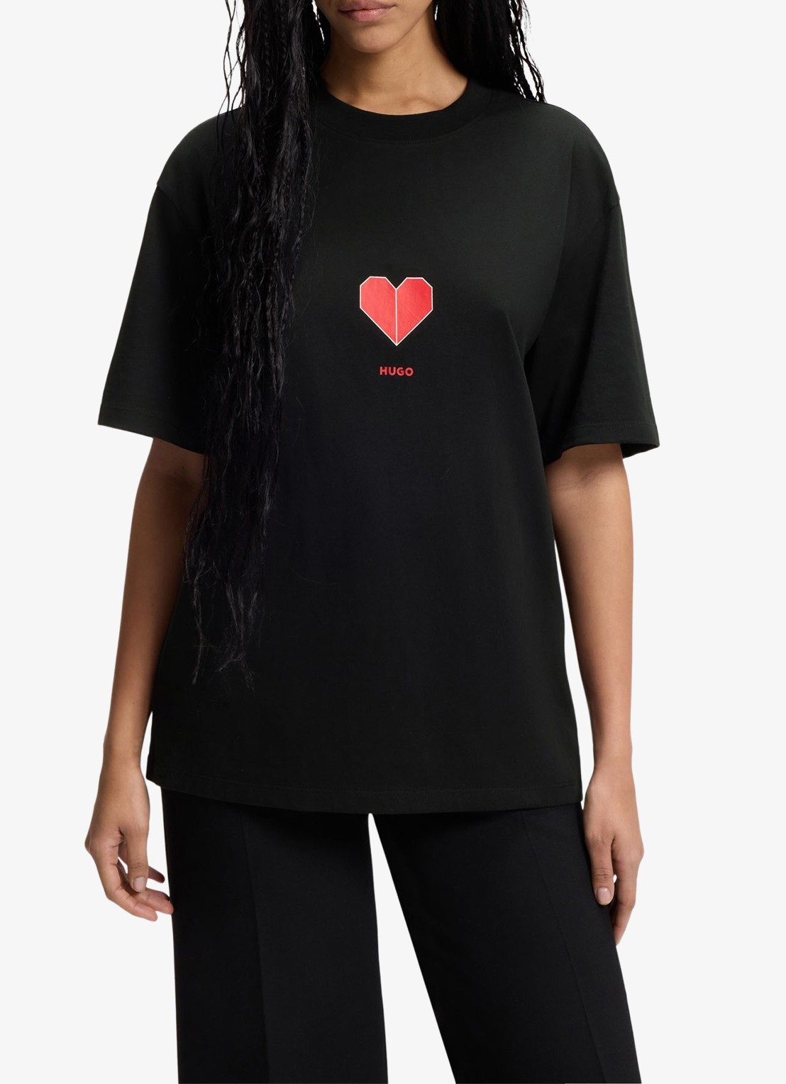 HUGO T-shirt met logo - detail 4 zwart