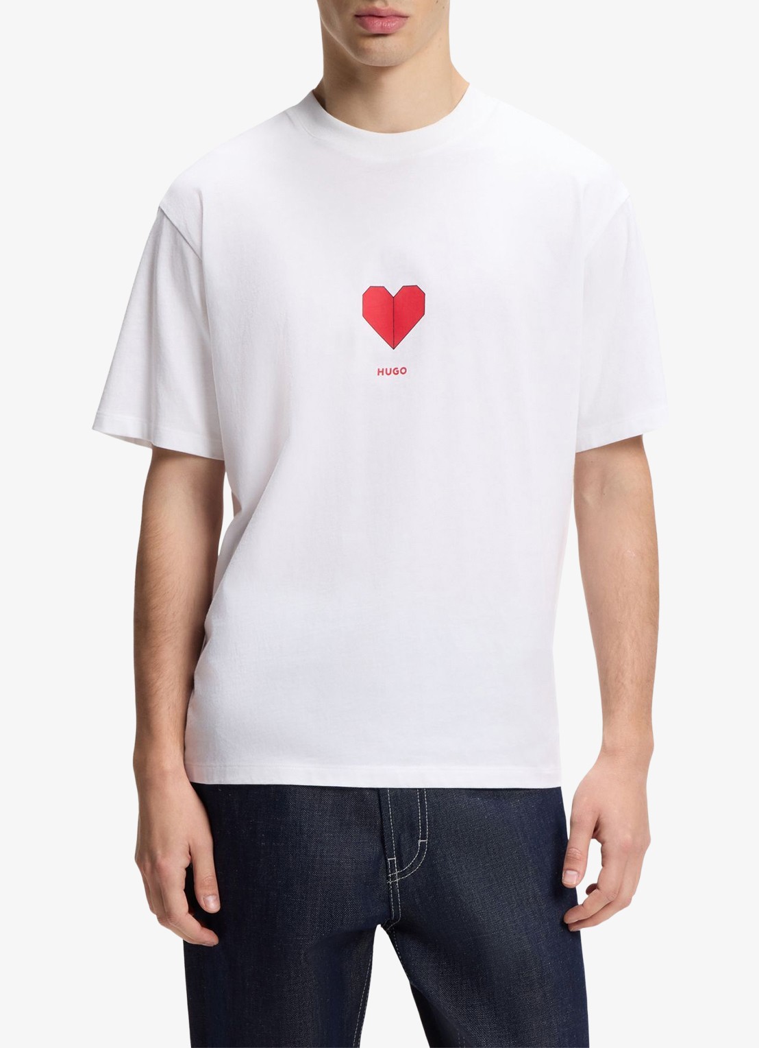 HUGO T-shirt met logo - detail 3 wit