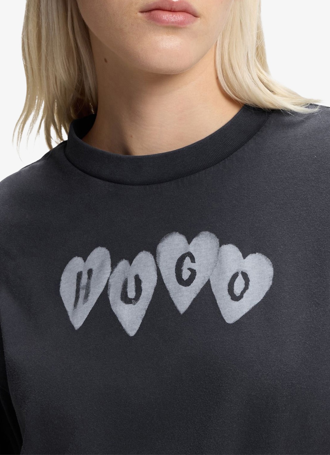 HUGO T-shirt met logo - detail 4 donkergrijs