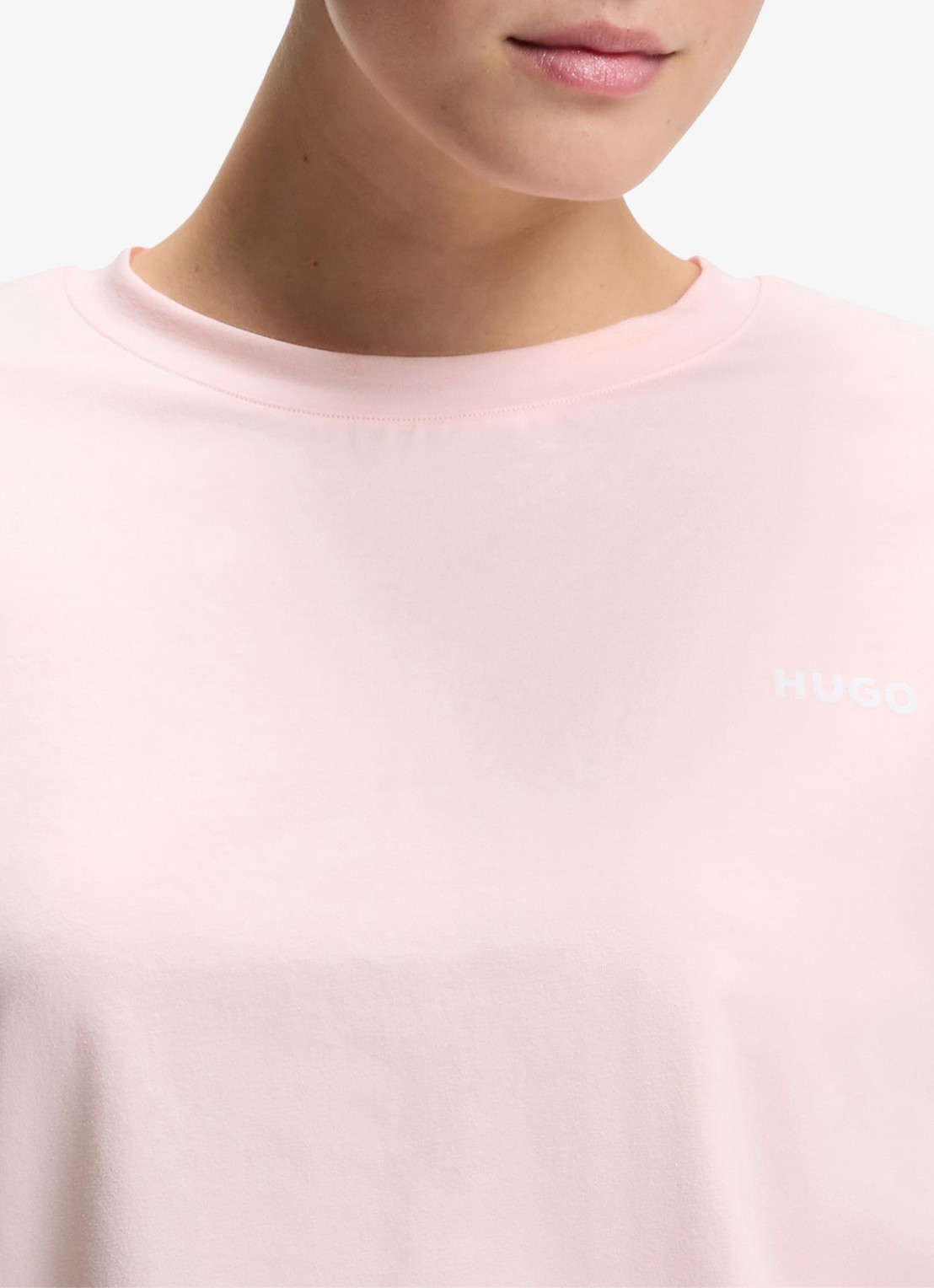 HUGO T-shirt met logoborduring - detail 5 lichtroze