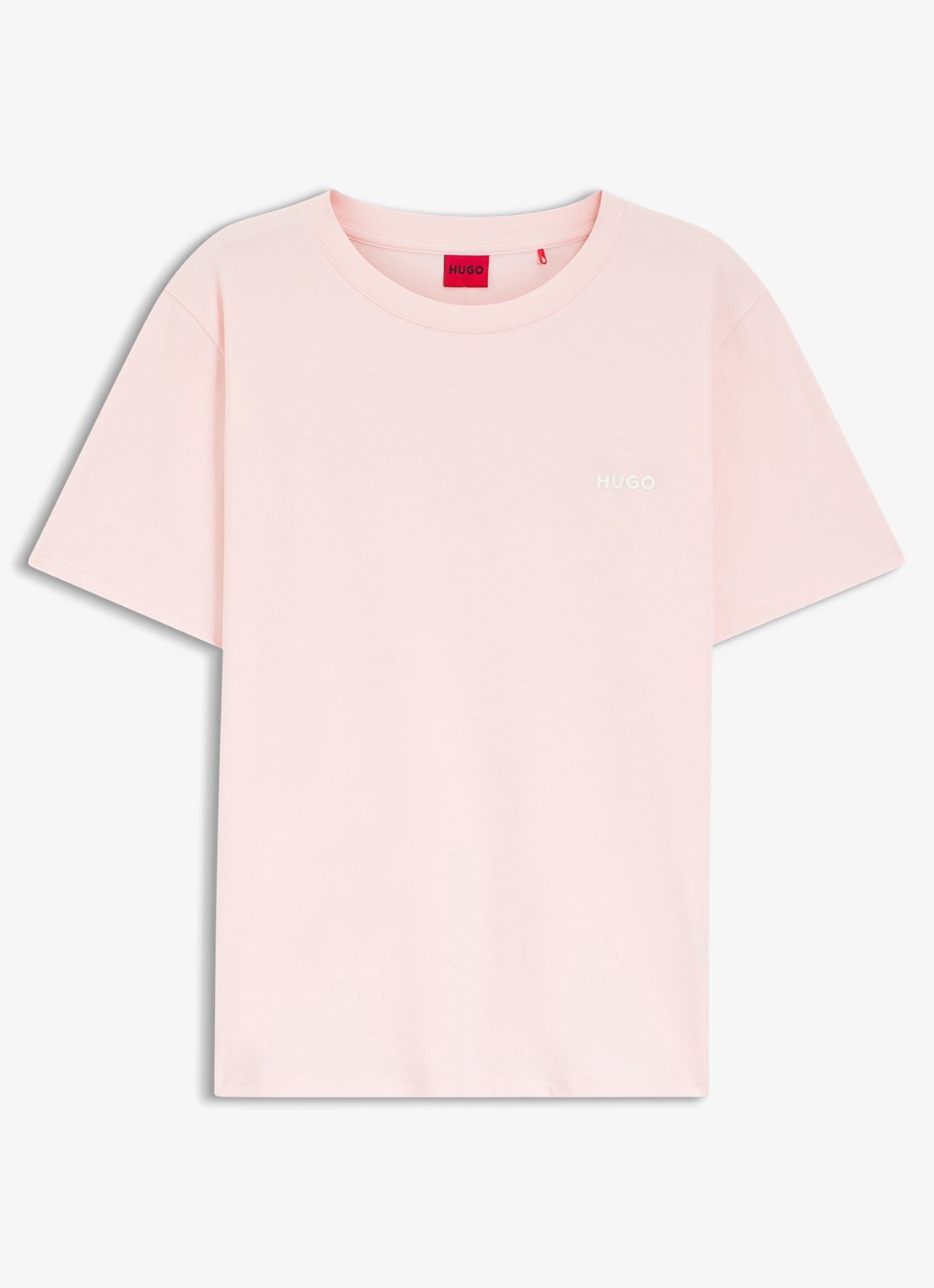 HUGO T-shirt met logoborduring - voorkant lichtroze
