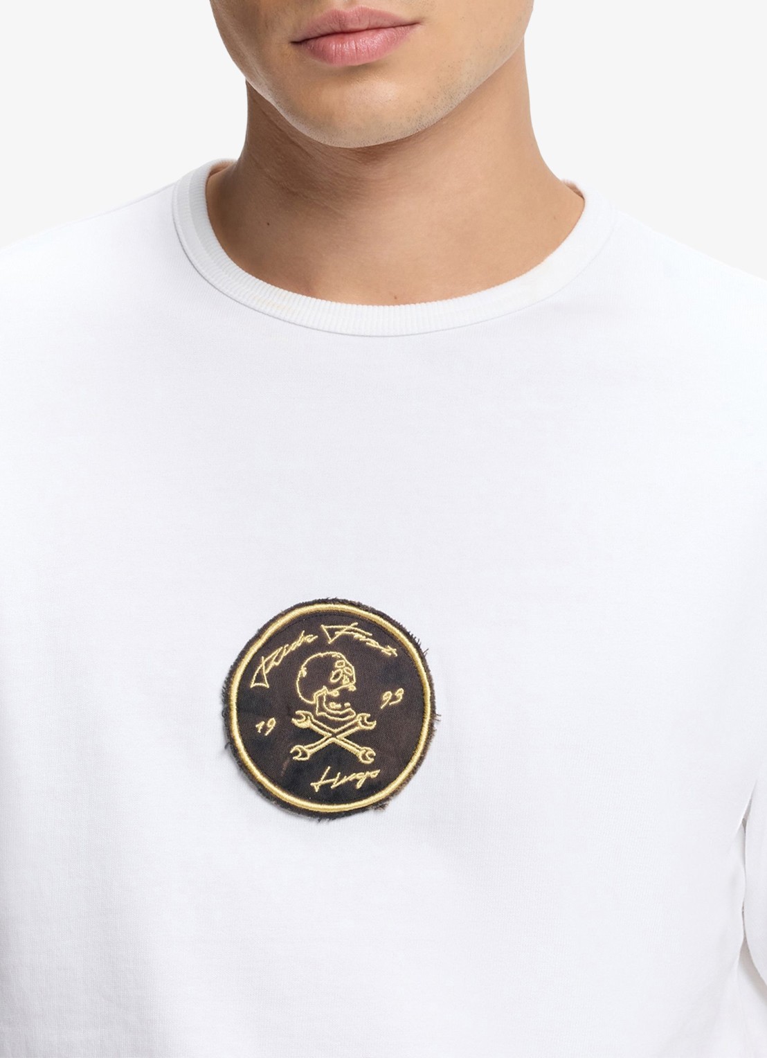 HUGO T-shirt met logoborduring - detail 5 wit