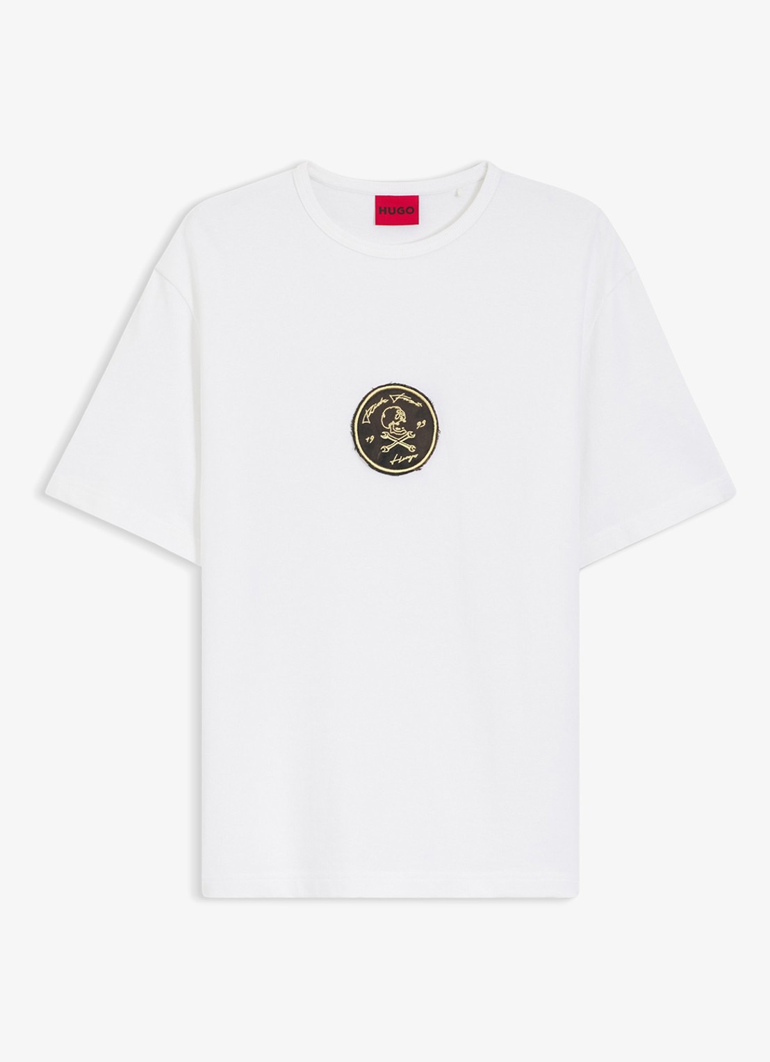 HUGO T-shirt met logoborduring - voorkant wit