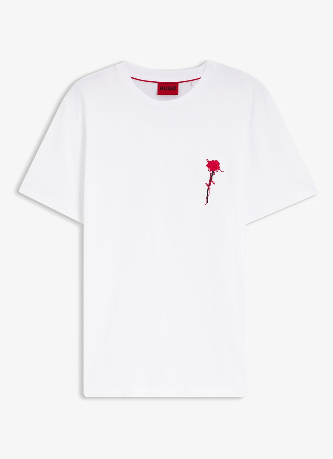 HUGO T-shirt met logoborduring - voorkant 4 wit