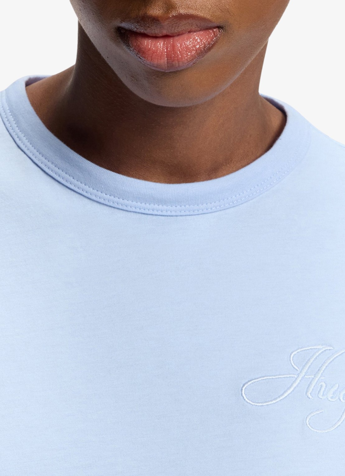HUGO T-shirt met logoborduring - detail 5 open blue-476 / blauw