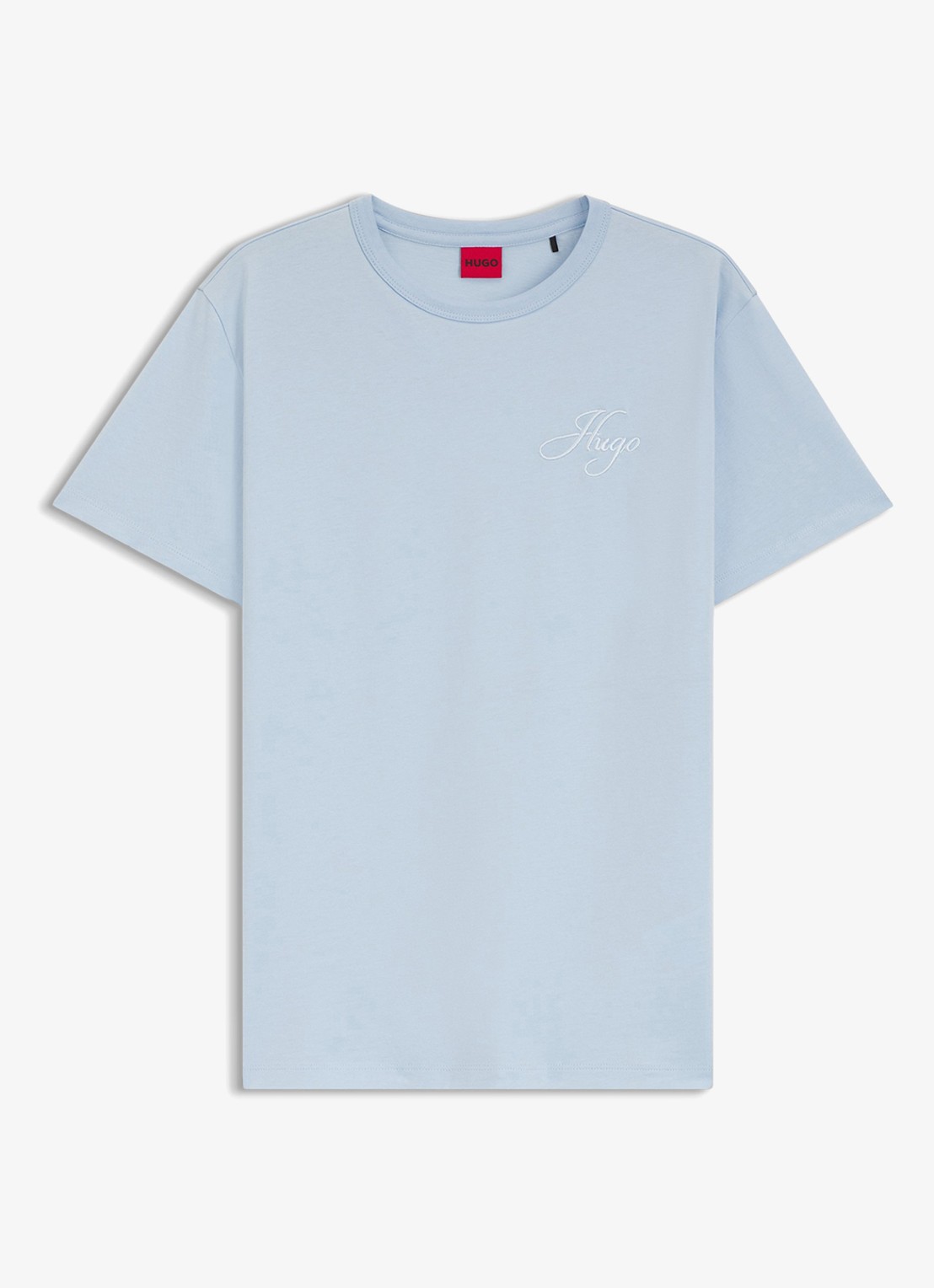 HUGO T-shirt met logoborduring - voorkant 2 open blue-476 / blauw