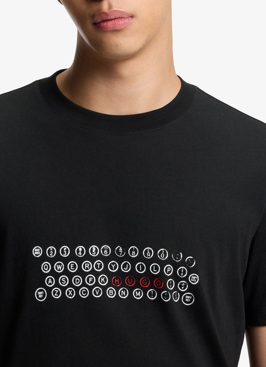 HUGO T-shirt met logoprint  - detail 5 zwart
