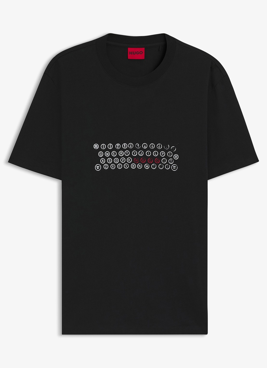 HUGO T-shirt met logoprint  - voorkant 2 zwart