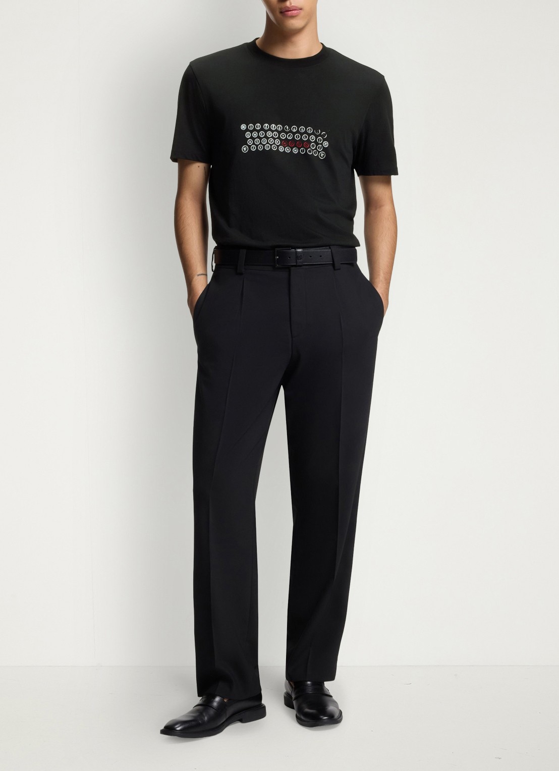 HUGO T-shirt met logoprint  - voorkant 3 zwart