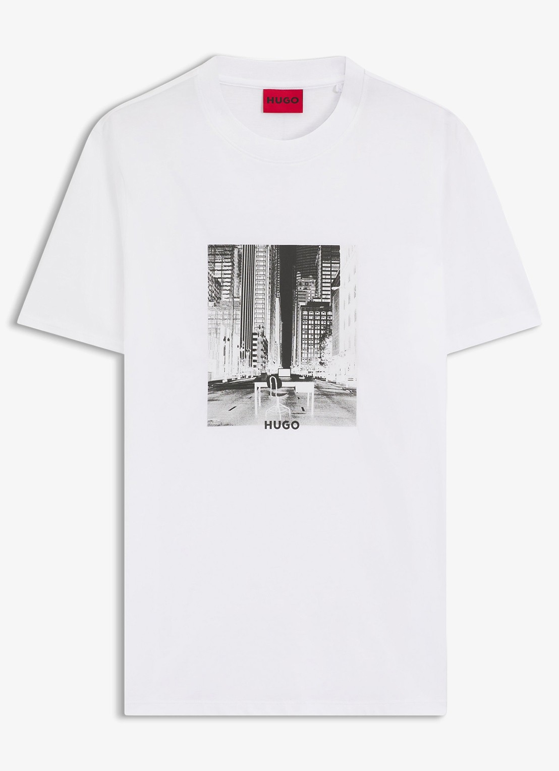 HUGO T-shirt met logoprint  - voorkant wit