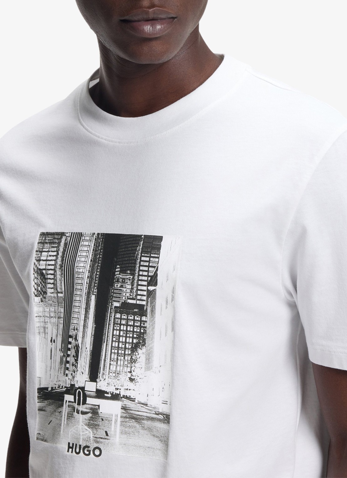 HUGO T-shirt met logoprint  - detail 4 wit