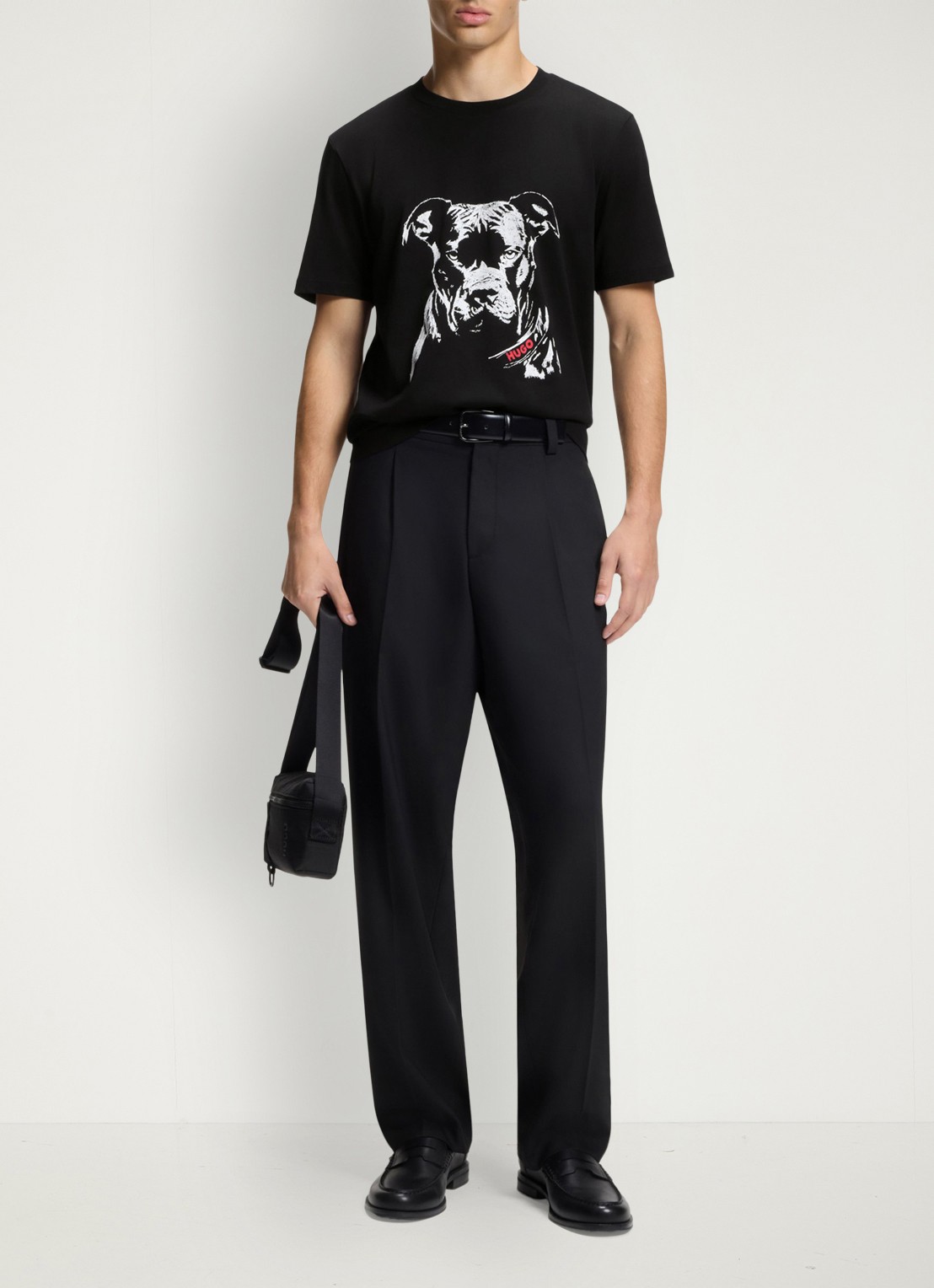 HUGO T-shirt met logoprint - voorkant 4 zwart