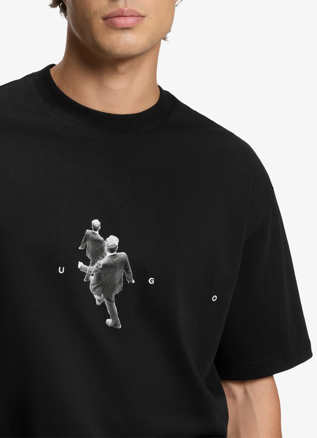 HUGO T-shirt met logoprint - detail 2 zwart