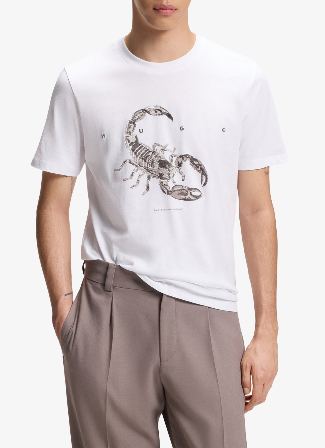 HUGO T-shirt met logoprint  - detail 4 wit