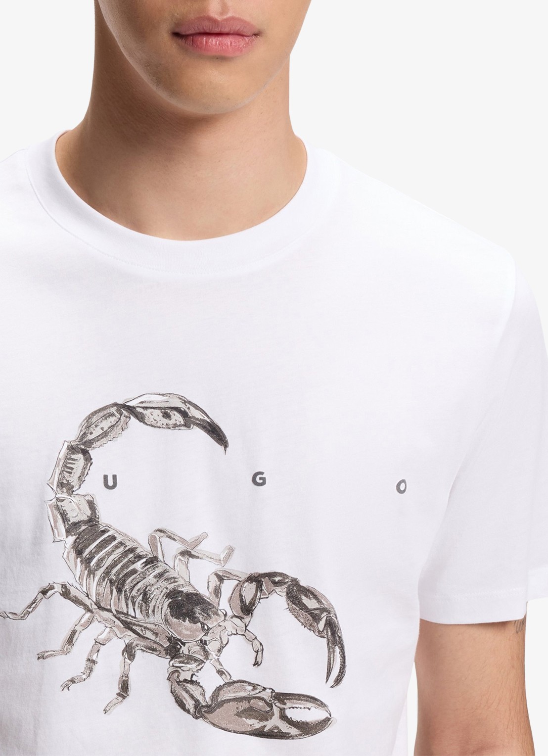 HUGO T-shirt met logoprint  - detail 5 wit