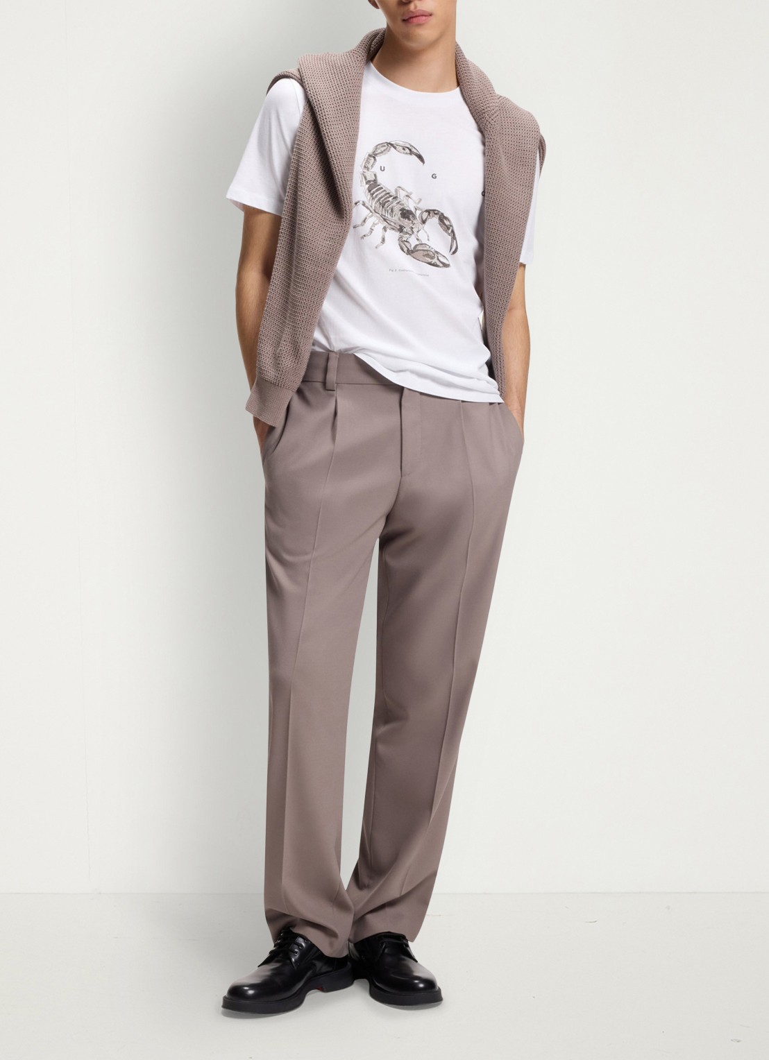 HUGO T-shirt met logoprint  - voorkant 3 wit