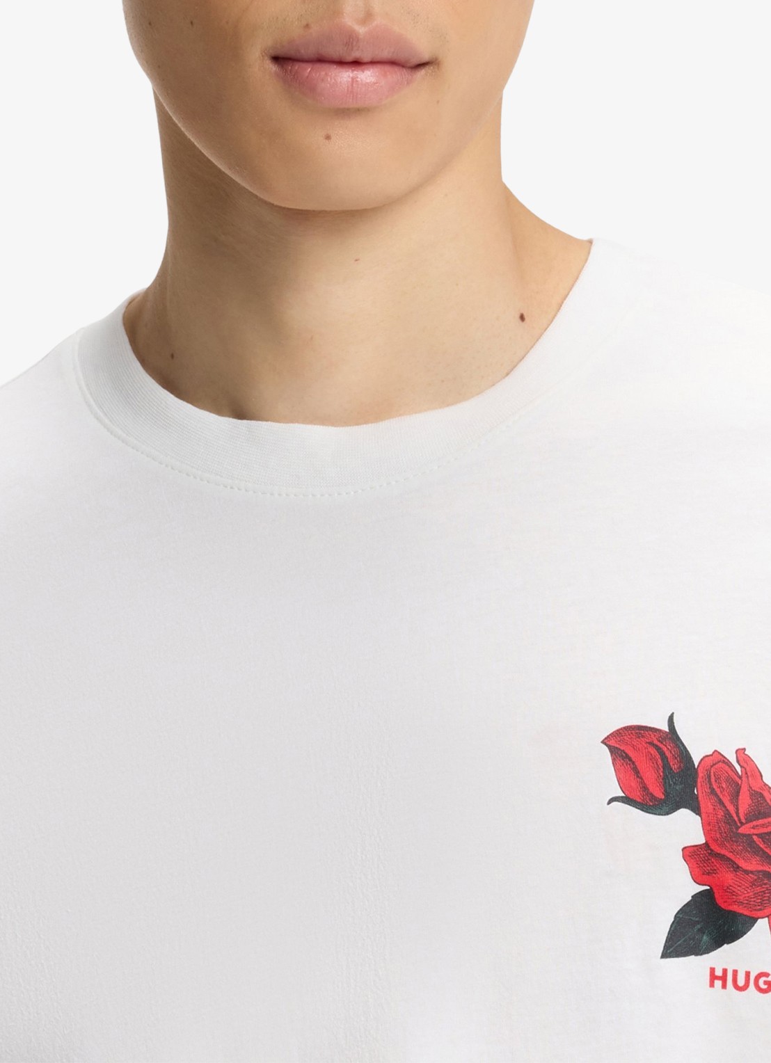 HUGO T-shirt met logoprint - detail 4 wit