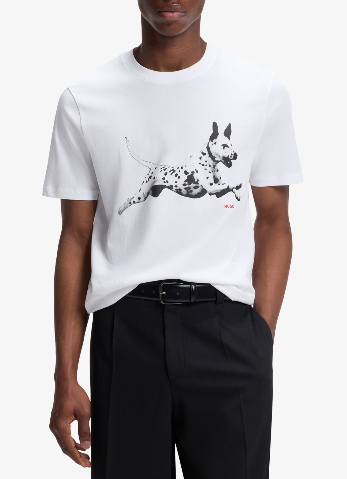 HUGO T-shirt met logoprint - detail 4 wit