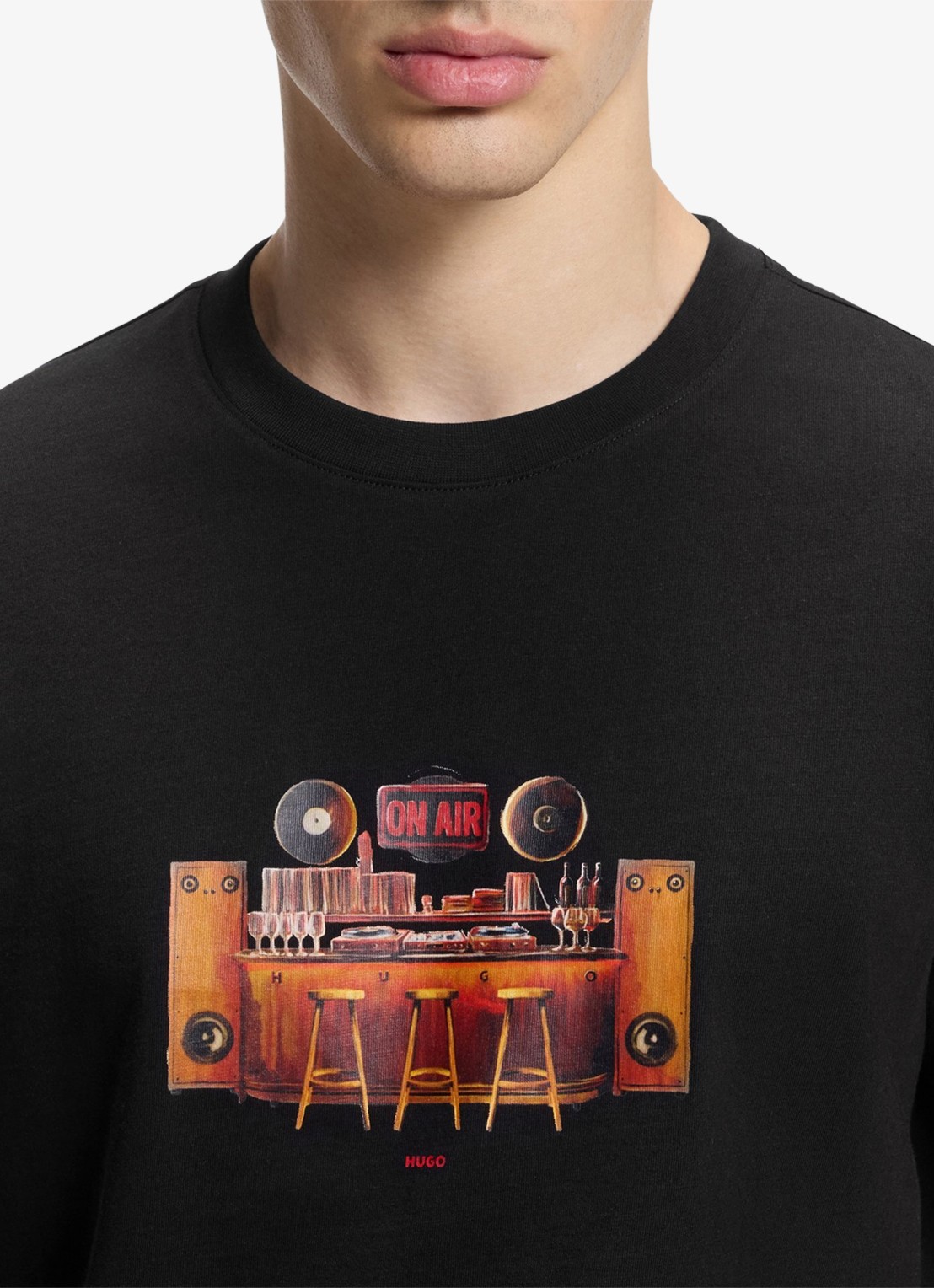 HUGO T-shirt met print - detail 4 zwart
