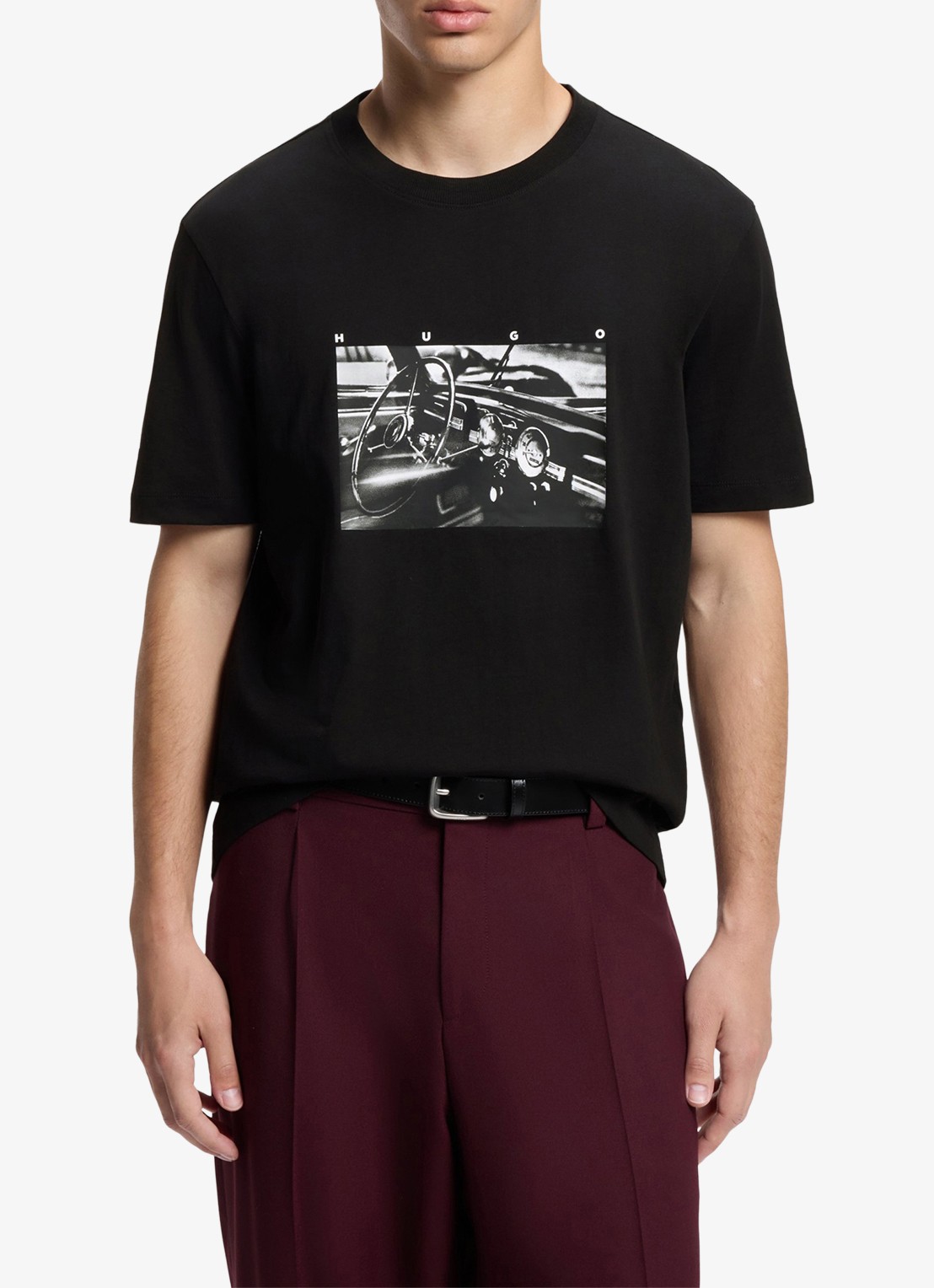 HUGO T-shirt met print - detail diepzwart