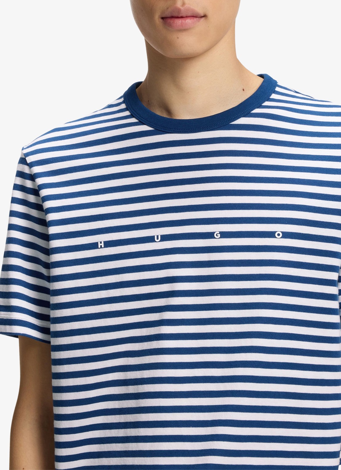 HUGO T-shirt met streepprint - detail 5 wit